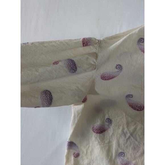 J Jill Oversized Top Split Neck Paisley 'Barley Multi' Drop Shoulder Relaxed Fit - Picture 11 of 13